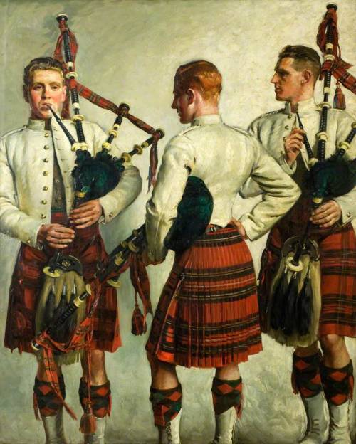 captain-finland: William Bruce Ellis Ranken (British, 1881-1941), Pipe Practice, 1918. Oil on canvas, 182.9 x 142.2 cm. Dundee Art Galleries and Museums Collection.
