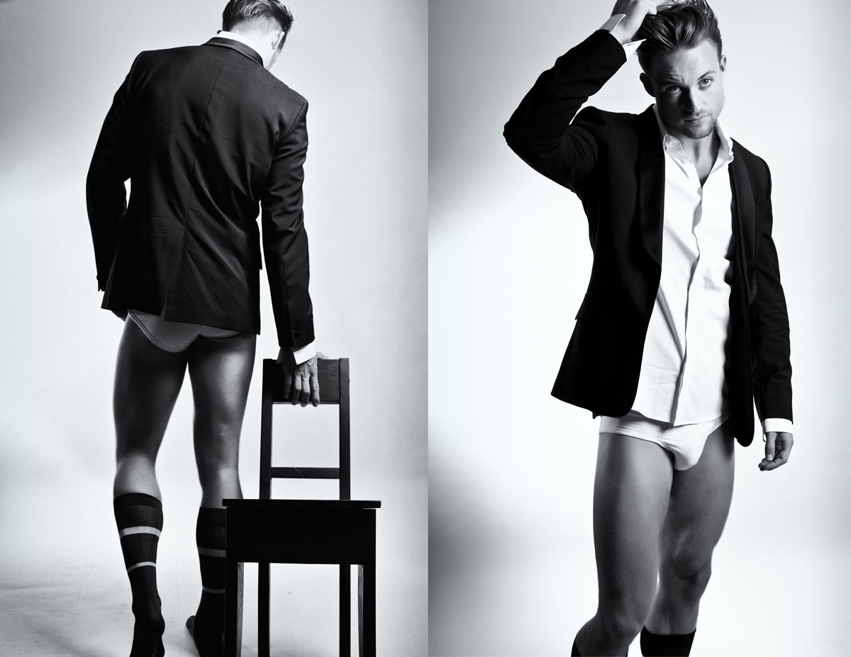 OBSIDIAN PROJECT (Simon Sherry Wood - suit, no pants - chair pull) | photography