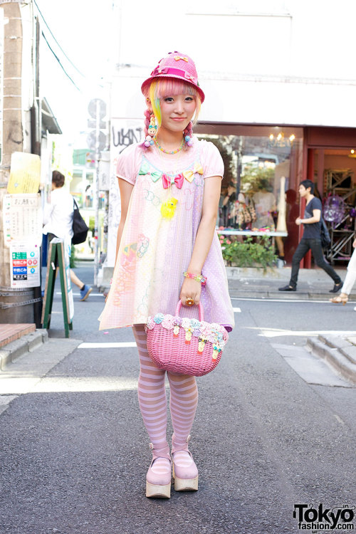 Kumamiki from Party Baby in Harajuku w/ rainbow hair, a pancake ring &amp; cute shrimp acccessor