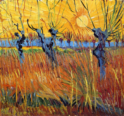 lonequixote:  Pollard Willows and Setting Sun ~ Vincent Van Gogh(via @lonequixote)