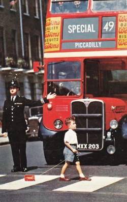 Nullvvitch:  “London Bus Stops For London Bus” Postcard, C.1960S  Like A Boss.