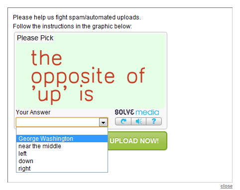 laughingalonewithrvb:  fodra:  captcha what the fuck  the opposite of up is george washington because he knows how to get down  
