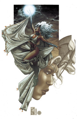 thehappysorceress:  Storm litho by Simone Bianchi, color by Simone Peruzzi 