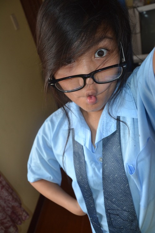 When i got bored.. Used my kuya’s old uniform and the neck tie? I really don’t know who&