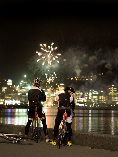 cyclivist: pedalarepedalare:  Tim and I stopped to watch the fireworks mid-ride last Thursday -photo