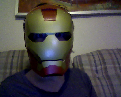 My friend has an Iron Man mask he wears when porn pictures