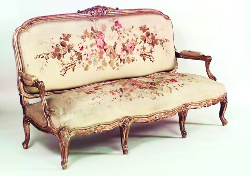 a-l-ancien-regime: Settee with Beauvais tapestry