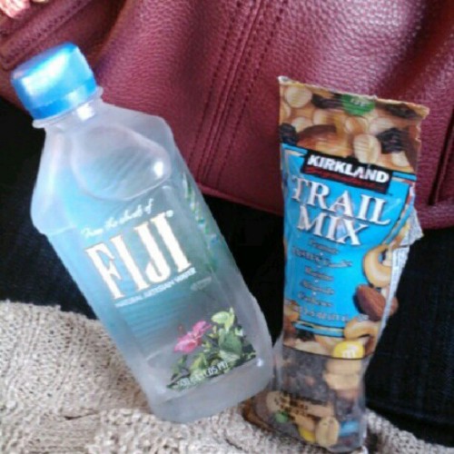 #nofilter quick lil breakfast #trailmix #fijiwater (Taken with Instagram)