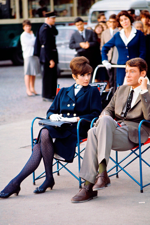 Audrey Hepburn, Peter O'Toole; in Paris; during production of William Wyler&rsquo;s How to Steal a M