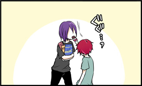 wolfanddragon:  Akashi you bully! You know very well Mukkun needs his daily dose of sweets! Also, I didn’t want to mess up Akashi’s hair so I didn’t edit his last word. Source here! 