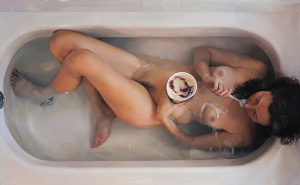 ghostgheist:   showslow:   Realist oil painter Lee Price paints self-portraits