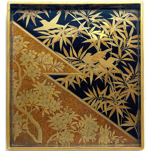 Anonymous Kodaiji artisanJapanese laquerware writing case with design of pampas grass and quailWood 