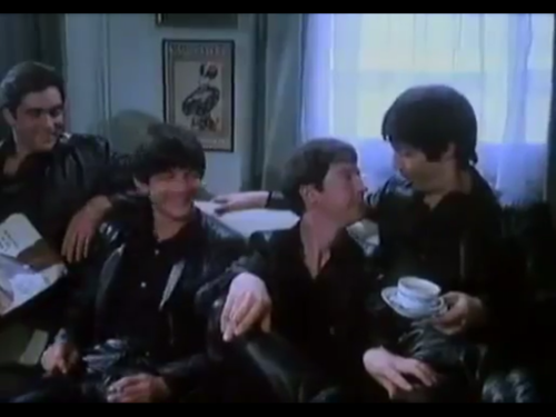 romanovsinthehizzouse: John and Paul from the movie “The Birth of the Beatles” Yes, John is rubbing 