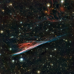 apoq:  Today’s Astronomy Picture of the Day:NGC 2736: The Pencil Nebula This shock wave plows through space at over 500,000 kilometers per hour. Moving toward to bottom of this beautifully detailed color composite, the thin, braided filaments are actually