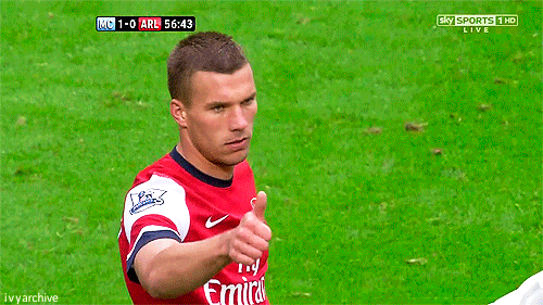 ivyarchive: Lukas Podolski, Arsenal vs Man City