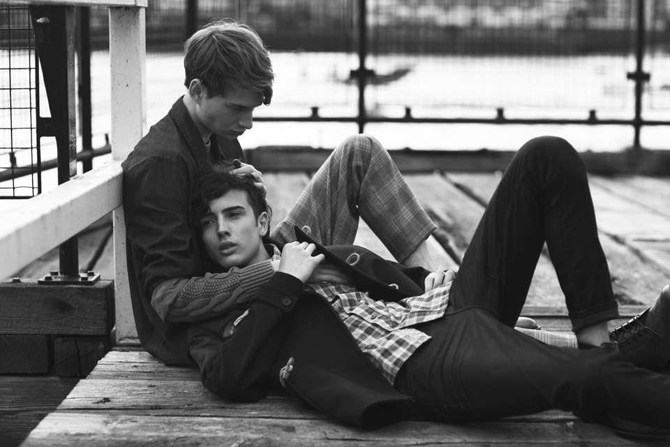 boysbygirls:  Max Wallis (Models 1) and Omar (Strike) in Beige magazine editorial