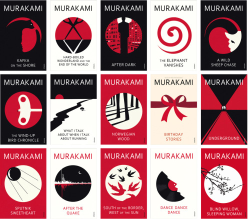 murakamistuff:New Vintage (UK) Murakami book covers by Noma Bar.To be released in October. There wil
