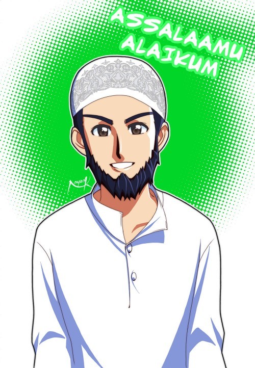 Islamic Art and Quotes — Manga-Style Muslim Man Drawing |...