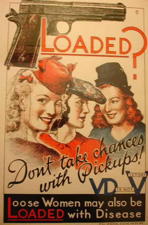 World War II propaganda poster warning of the dangers of venereal disease.