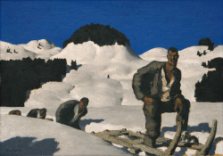 blastedheath:  Alfons Walde (Austrian, 1891-1958), Holzzieher [Woodcutter], c.1930. Oil on board, 49.9 x 70.8 cm 