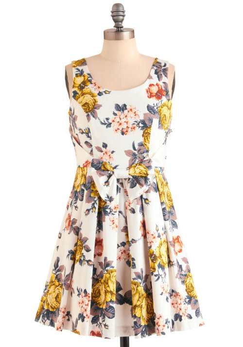 This super-feminine dress has basically everything I look for in an article of clothing — floral print? Check. Bow accent? Check. Super beautiful and prettily pleated and also — gasp — on sale? CHECK, PLEASE.
- Guest Editor from Rookie, Contributor...