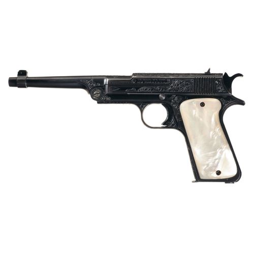 peashooter85: Factory Engraved Pearl Handle Reising Arms Pistol, Made by Eugene Reising during 