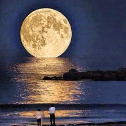 Moon Over Greece. #Moon #Ocean #Nighttime #Beach #Dope #Big #Instaphoto  (Taken With