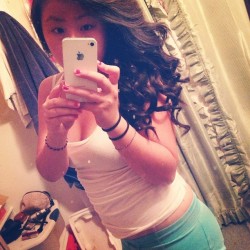 cslbbyyy:  Just got done doing my harrrr - 11:20pm. #curls #tired #late #asian (Taken with Instagram) 