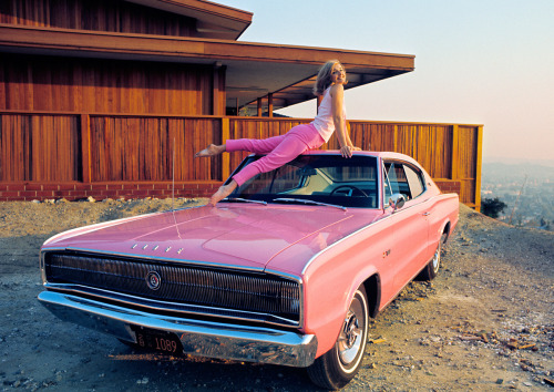 Allison Parks; Playboy&rsquo;s Playmate of the Year; with her prize of a pink Dodge Charger; 196