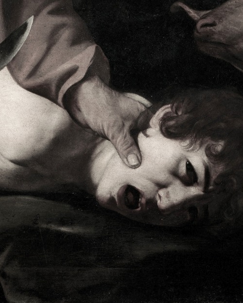 funeral-wreaths: Caravaggio, The Sacrifice of Isaac (detail), 1603 version