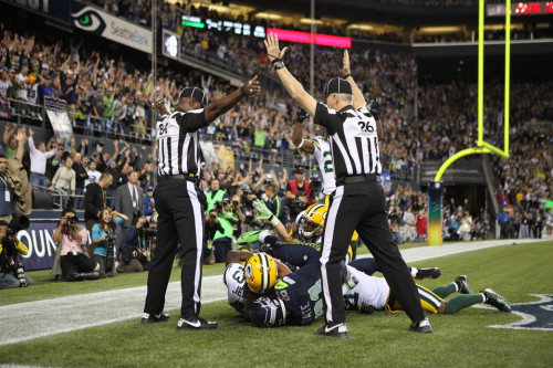 inothernews:
“ Remember.
(Photo of two perfectly good substitute referees making an excellent call — actually, two excellent calls! — at the end of an American football match betwixt the Green Bay Spacklers and the Seattle Sounders on Monday, Sept....