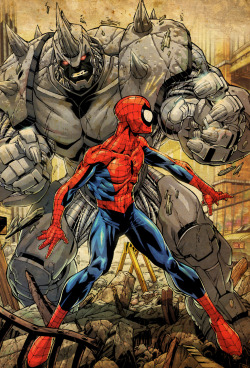 comicbookartwork:  The Rhino Vs. Spider-Man