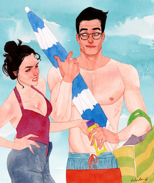 kevinwada:This piece will be available as a print and original at APE!Lois and Clark take a trip to 
