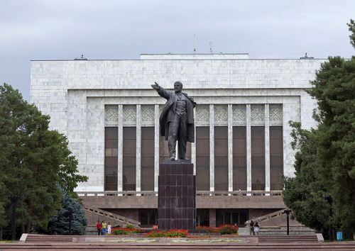 Statue Of Lenin In Front Of The Kyrgyz National Museum, Bishkek, Kyrgyzstan by Eric Lafforgue on Fli