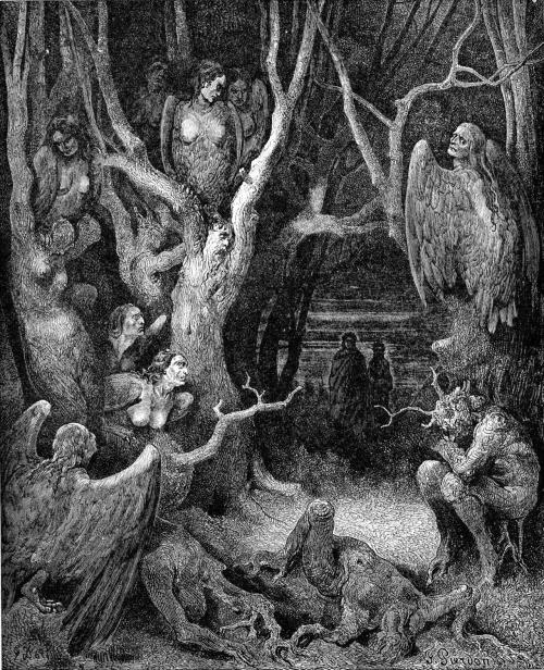 you-need-satan: Gustave Dore “Harpies in the Forest of Suicides” (Canto XIII, Inferno, D