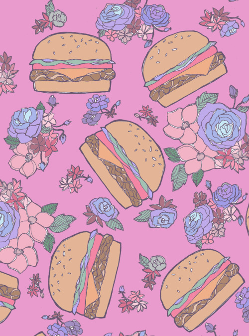 gracelizabetty:  close-up of my burger print. you know when you look at something for awhile and work on it too long you start to hate it? a day later, I love this so much. 