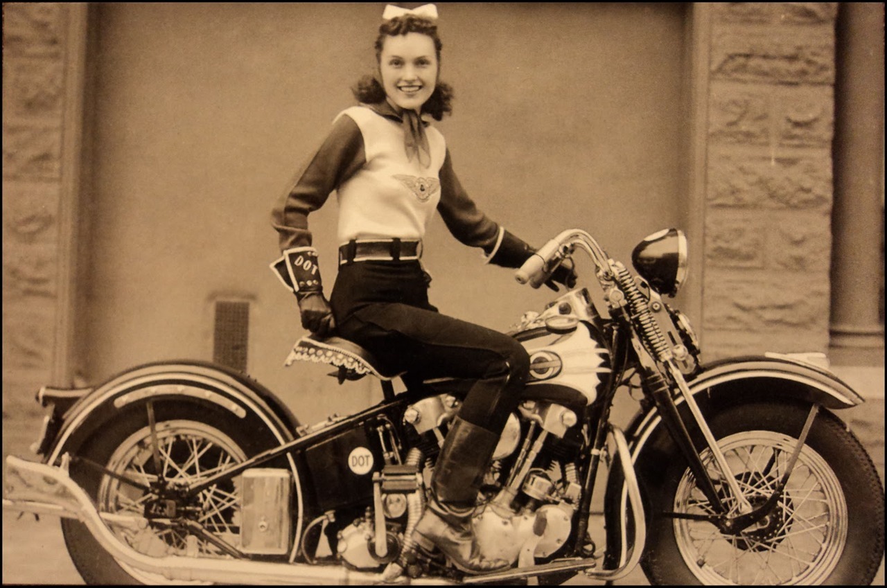 Vintage girls on motorcycles