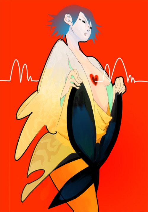 animeclay:  1047 (toshina) is one of my top favorites. Their work moves back and forth between elegantly simple illustrations and expressive, complex paintings, all with a sense of color and style that is relentlessly fresh. Taking on an incredible amount
