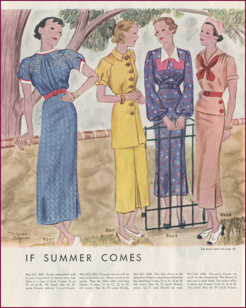 ~ McCall Fashion Book, Summer 1935via New Vintage Lady