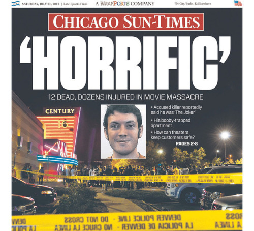 james-holmes-case:newspaper from the day after shooting 