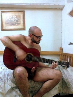 scruffster:  tapthatguy-x-version:  Saturday night is date night for US.  We are getting into a rut though, because we keep doing the same thing which is pretty much him playing my favorite songs on his guitar and me sucking his cock while listening.
