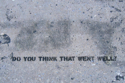  Candy Chang - Sidewalk Psychiatry (2008) Inspired by pensive pedestrians and the therapeutic benefits of walking, Sidewalk Psychiatry encourages self-evaluation by posing critical questions stenciled along NYC streets. 