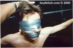 gaggedramdog:  Gagged and blindfolded with duct tape! 