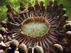 shrlychn:   An anthropologist proposed a game to children in an African tribe. He put a basket full of fruit near a tree and told the children that whoever got there first won the sweet fruits. When he told them to run, they all took each others hands