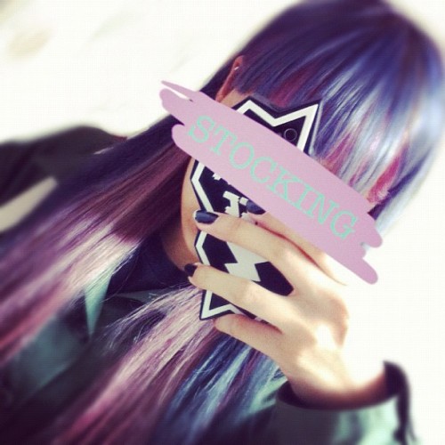 manamihanashiro: NEW COLOR “STOCKING”. #pinkhair #darkbluehair #purplehair #haircolor #f