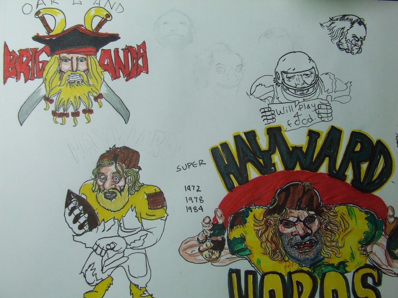 Some sketches of a few made up football teams for some comics I may make. Hayward