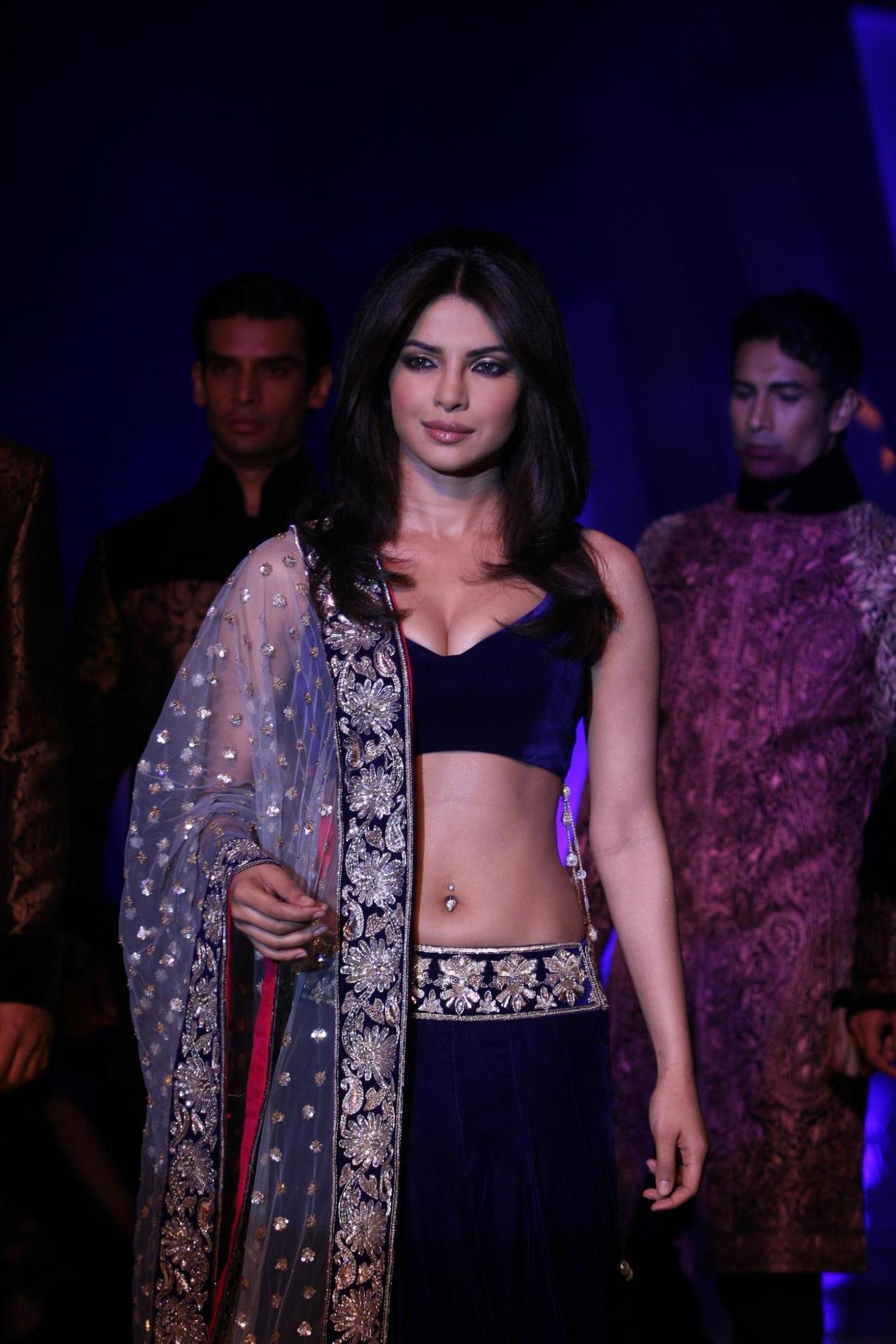 bollywood-hq:  Priyanka Chopra Flaunts Awesome Cleavage At The Manish Malhotra Fashion
