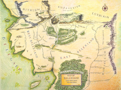 elrondsdaughter: Beleriand map by J.R.R Tolkien