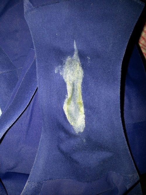 powderider800 submitted: i just love her girly cum on these blue pantys