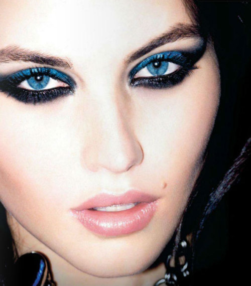 Amazing eyes made up in bright blue and black